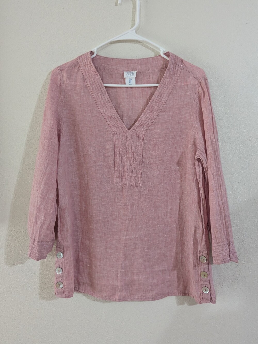 100% Linen Pink Shirt